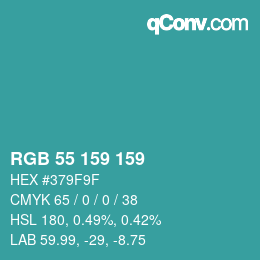 Color code: RGB 55 159 159 | qconv.com