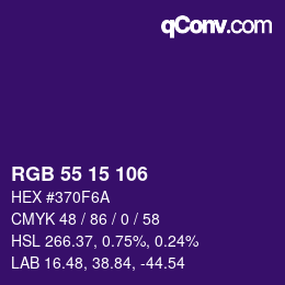 カラーコード: RGB 55 15 106 | qconv.com
