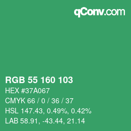 Color code: RGB 55 160 103 | qconv.com