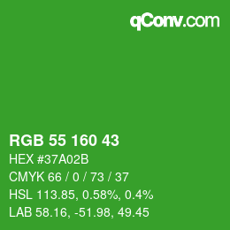 Color code: RGB 55 160 43 | qconv.com