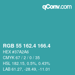 カラーコード: RGB 55 162.4 166.4 | qconv.com