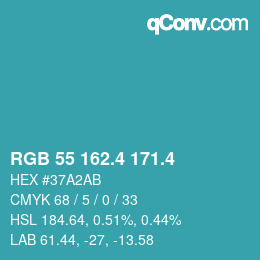 カラーコード: RGB 55 162.4 171.4 | qconv.com