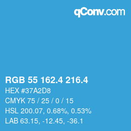 カラーコード: RGB 55 162.4 216.4 | qconv.com
