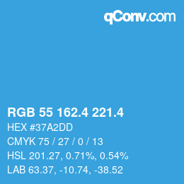 カラーコード: RGB 55 162.4 221.4 | qconv.com