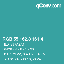カラーコード: RGB 55 162.8 161.4 | qconv.com