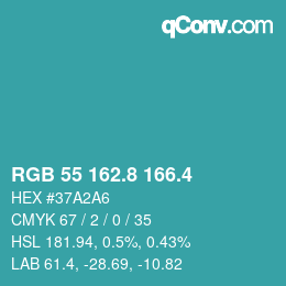 カラーコード: RGB 55 162.8 166.4 | qconv.com