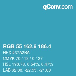 カラーコード: RGB 55 162.8 186.4 | qconv.com