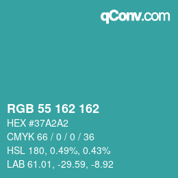 Color code: RGB 55 162 162 | qconv.com