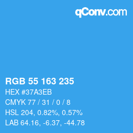 Farbcode: RGB 55 163 235 | qconv.com