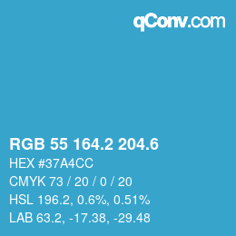 カラーコード: RGB 55 164.2 204.6 | qconv.com