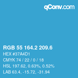 カラーコード: RGB 55 164.2 209.6 | qconv.com