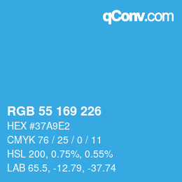 Color code: RGB 55 169 226 | qconv.com