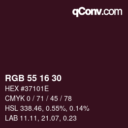 颜色代码: RGB 55 16 30 | qconv.com
