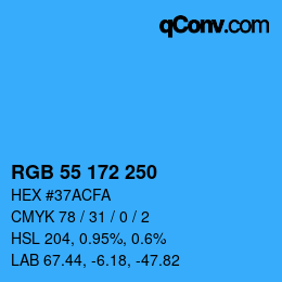 Color code: RGB 55 172 250 | qconv.com
