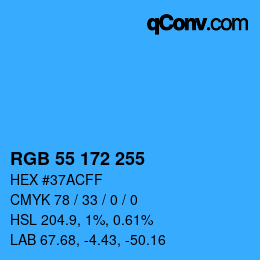 Color code: RGB 55 172 255 | qconv.com