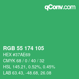 Color code: RGB 55 174 105 | qconv.com