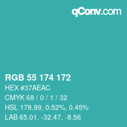 Color code: RGB 55 174 172 | qconv.com