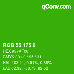 Color code: RGB 55 175 8 | qconv.com