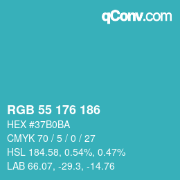 Color code: RGB 55 176 186 | qconv.com