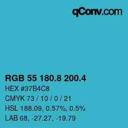 カラーコード: RGB 55 180.8 200.4 | qconv.com