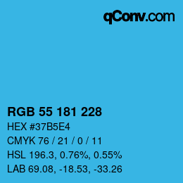 Color code: RGB 55 181 228 | qconv.com