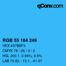 Color code: RGB 55 184 249 | qconv.com