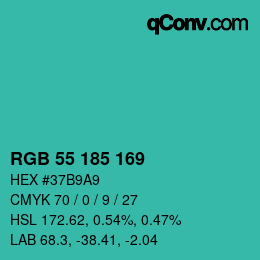 Color code: RGB 55 185 169 | qconv.com