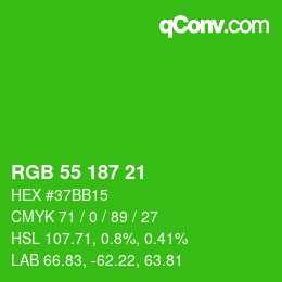Color code: RGB 55 187 21 | qconv.com