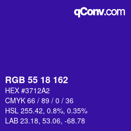 Color code: RGB 55 18 162 | qconv.com