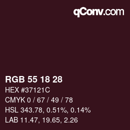 Color code: RGB 55 18 28 | qconv.com