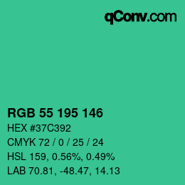 Color code: RGB 55 195 146 | qconv.com