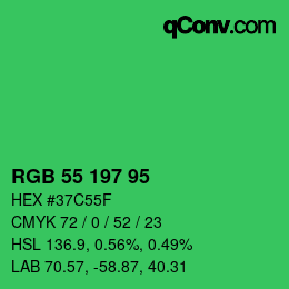 Color code: RGB 55 197 95 | qconv.com