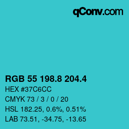 カラーコード: RGB 55 198.8 204.4 | qconv.com