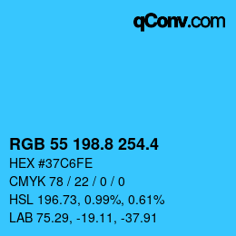 カラーコード: RGB 55 198.8 254.4 | qconv.com
