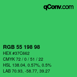 カラーコード: RGB 55 198 98 | qconv.com