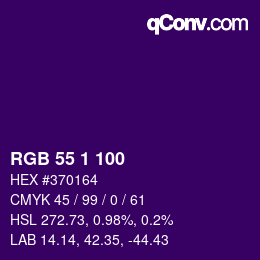 Color code: RGB 55 1 100 | qconv.com