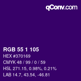 Code couleur: RGB 55 1 105 | qconv.com