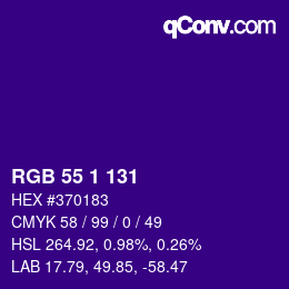 Color code: RGB 55 1 131 | qconv.com