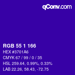 Color code: RGB 55 1 166 | qconv.com