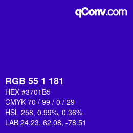 Color code: RGB 55 1 181 | qconv.com