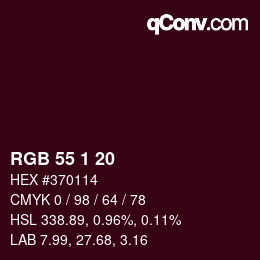 Color code: RGB 55 1 20 | qconv.com