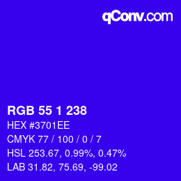 Color code: RGB 55 1 238 | qconv.com