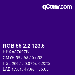 カラーコード: RGB 55 2.2 123.6 | qconv.com
