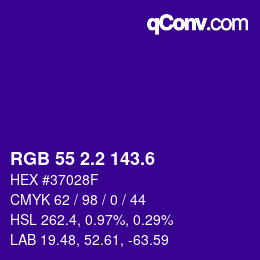 カラーコード: RGB 55 2.2 143.6 | qconv.com