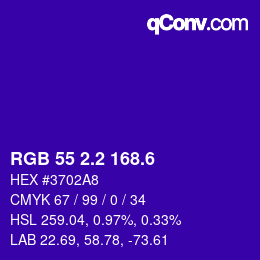 カラーコード: RGB 55 2.2 168.6 | qconv.com
