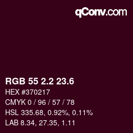 カラーコード: RGB 55 2.2 23.6 | qconv.com