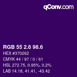 カラーコード: RGB 55 2.6 98.6 | qconv.com