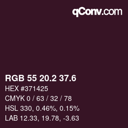 カラーコード: RGB 55 20.2 37.6 | qconv.com