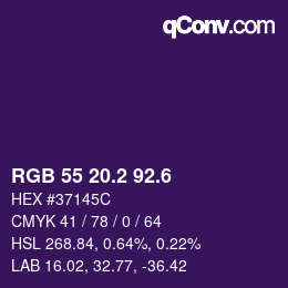 カラーコード: RGB 55 20.2 92.6 | qconv.com