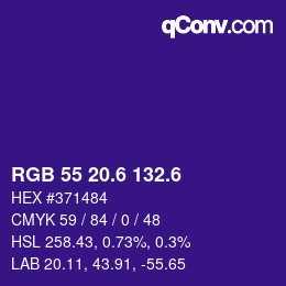 カラーコード: RGB 55 20.6 132.6 | qconv.com